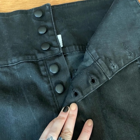 Frame “Tux Noir Band Skinny Jeans” Button Fly US 28 Black High Rise Denim - Picture 4 of 9